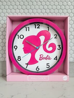 Barbie Pink Silhouette Wall Clock With A Dark Pink Frame